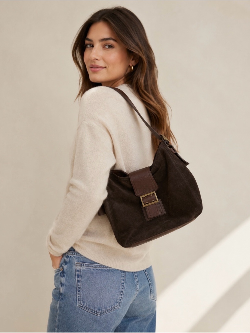 Vintage Banana Republic Brown Suede Shoulder Bag